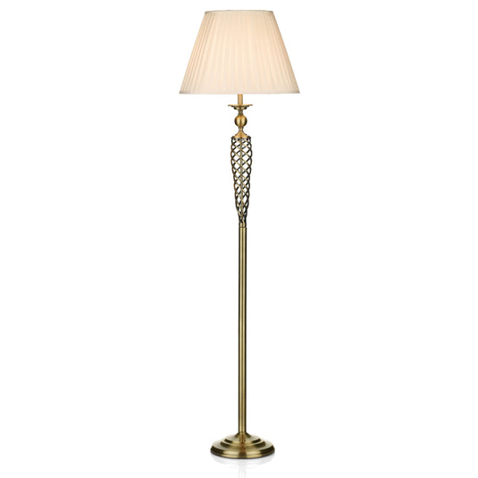 Dar Lighting SIA4975 Siam Floor Lamp complete with Shade Antique Brass - 18724