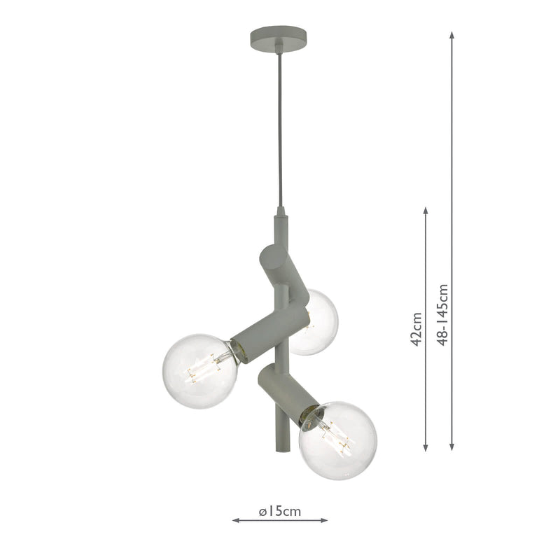 Load image into Gallery viewer, Dar Lighting SIO0339 Sion 3lt Pendant Grey - 35403
