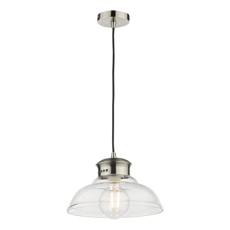 Load image into Gallery viewer, Dar Lighting SIR0161 Siren 1 Light Single Pendant Antique Chrome Clear Glass - 37187
