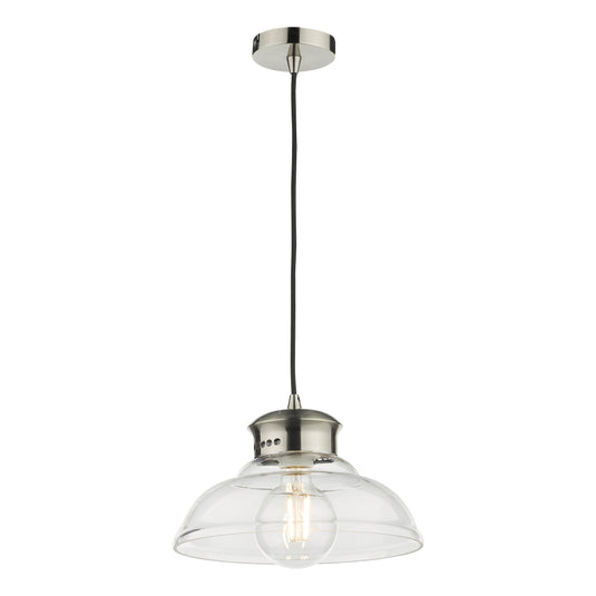 Dar Lighting SIR0161 Siren 1 Light Single Pendant Antique Chrome Clear Glass - 37187