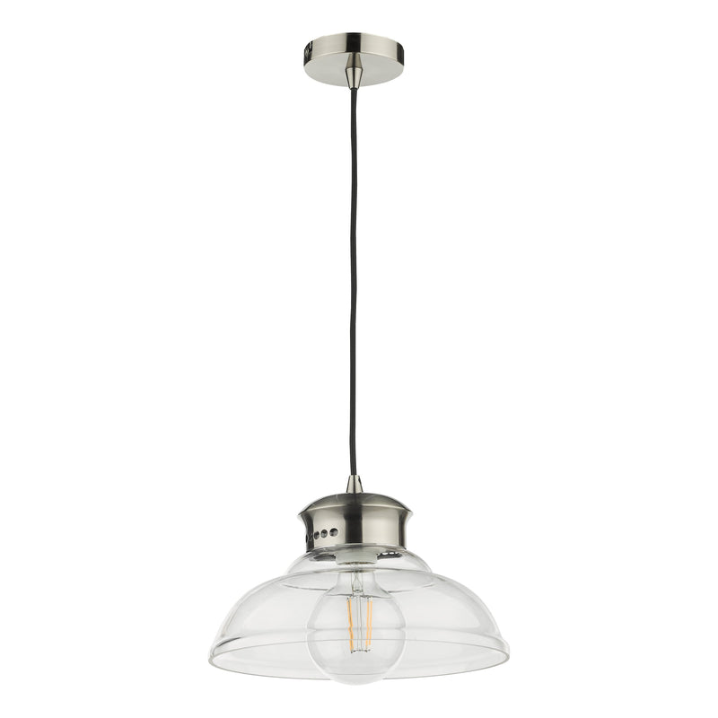 Load image into Gallery viewer, Dar Lighting SIR0161 Siren 1 Light Single Pendant Antique Chrome Clear Glass - 37187
