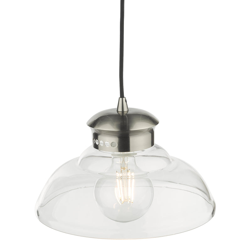 Load image into Gallery viewer, Dar Lighting SIR0161 Siren 1 Light Single Pendant Antique Chrome Clear Glass - 37187

