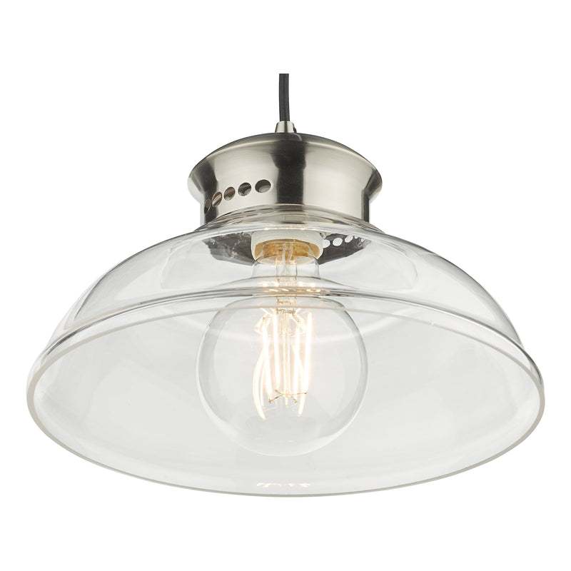 Load image into Gallery viewer, Dar Lighting SIR0161 Siren 1 Light Single Pendant Antique Chrome Clear Glass - 37187
