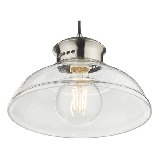 Dar Lighting SIR0161 Siren 1 Light Single Pendant Antique Chrome Clear Glass - 37187