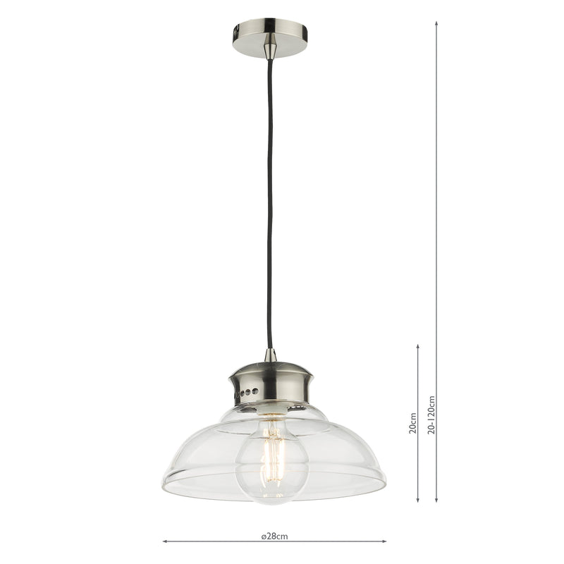 Load image into Gallery viewer, Dar Lighting SIR0161 Siren 1 Light Single Pendant Antique Chrome Clear Glass - 37187
