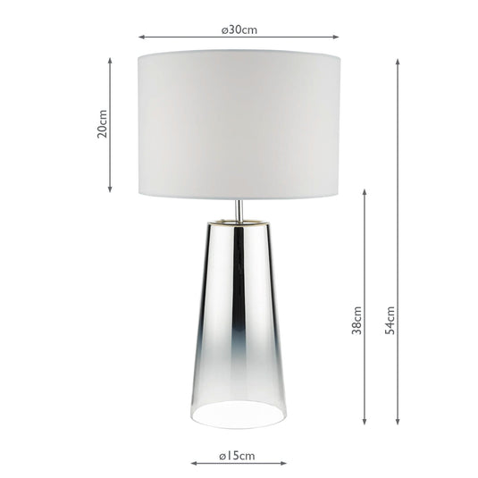 Dar Lighting SMO4250 Smokey Table Lamp Clear & Chrome Ombre Glass With Shade - 22274