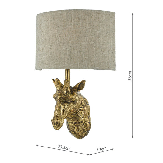Dar Lighting SOP0735 Sophie Wall Gold C/W Natural Linen Shade - 23864