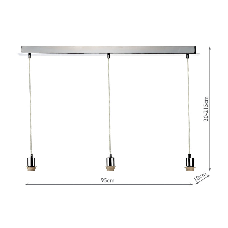 Load image into Gallery viewer, Dar Lighting SP365 3 Light Polished Chrome E27 Suspension With Clear Cable - 35412
