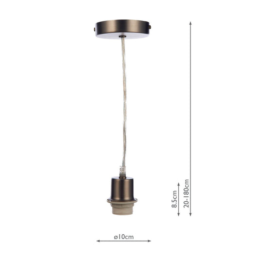 Dar Lighting SP61 1 Light Antique Chrome E27 Suspension With Clear Cable - 35414