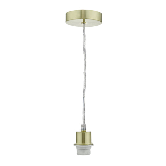 Dar Lighting SP63 1 Light Satin Brass E27 Suspension With Clear Cable - 35415