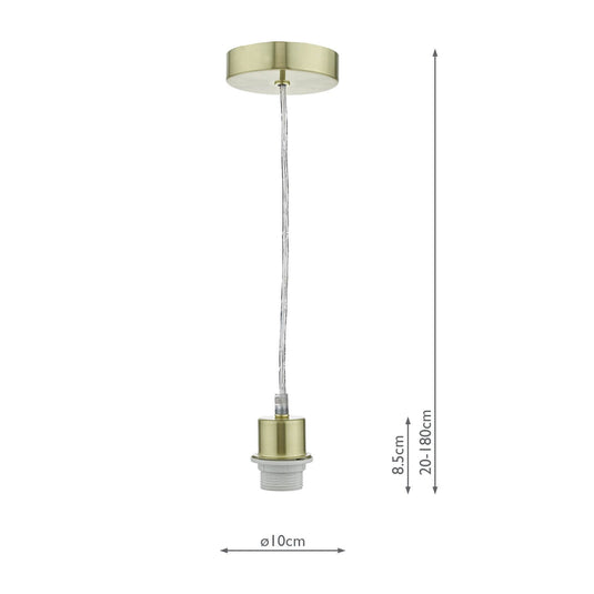 Dar Lighting SP63 1 Light Satin Brass E27 Suspension With Clear Cable - 35415