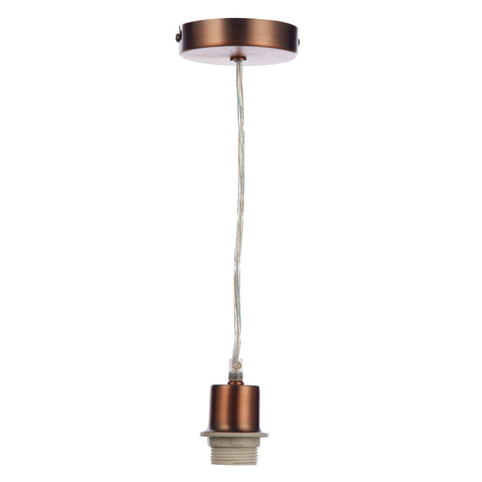 Dar Lighting SP64 1 Light Aged Copper E27 Suspension With Clear Cable - 19711