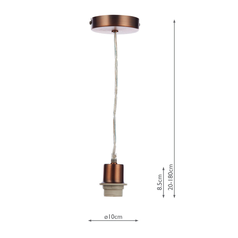 Load image into Gallery viewer, Dar Lighting SP64 1 Light Aged Copper E27 Suspension With Clear Cable - 19711
