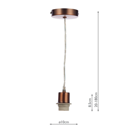 Dar Lighting SP64 1 Light Aged Copper E27 Suspension With Clear Cable - 19711