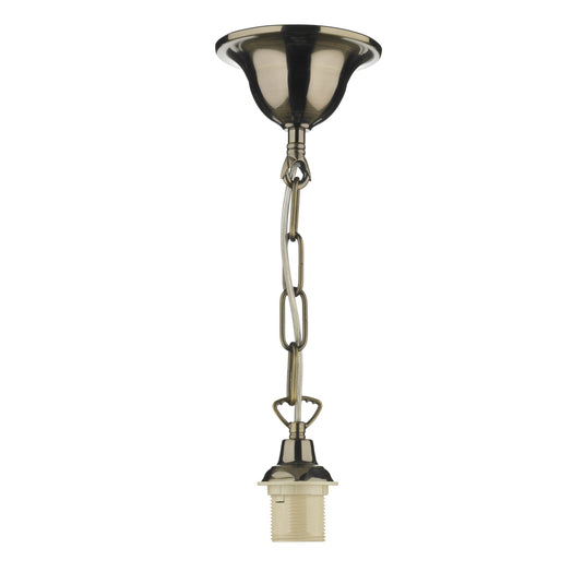 Dar Lighting SP6575 1 E27 Light Single Suspension complete with 50cm Chain Antique Brass - 22272