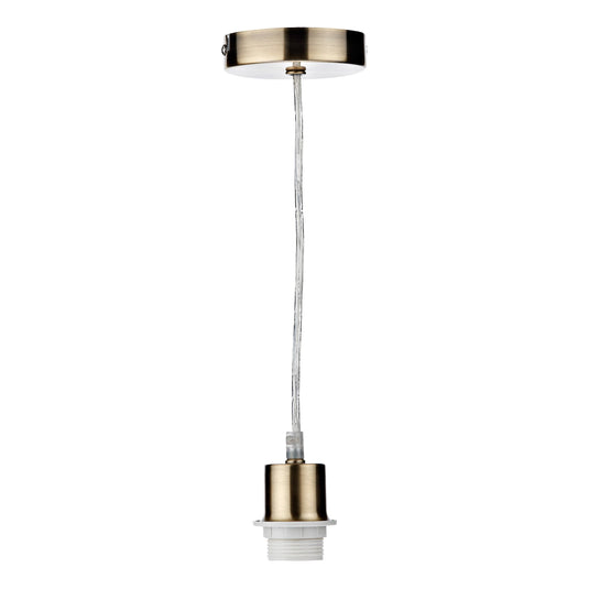 Dar Lighting SP67 1 Light Antique Brass E27 Suspension With Clear Cable - 18766