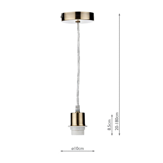 Dar Lighting SP67 1 Light Antique Brass E27 Suspension With Clear Cable - 18766