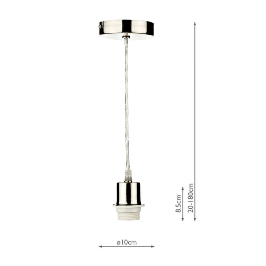 Dar Lighting SP68 1 Light Satin Chrome E27 Suspension With Clear Cable - 18232