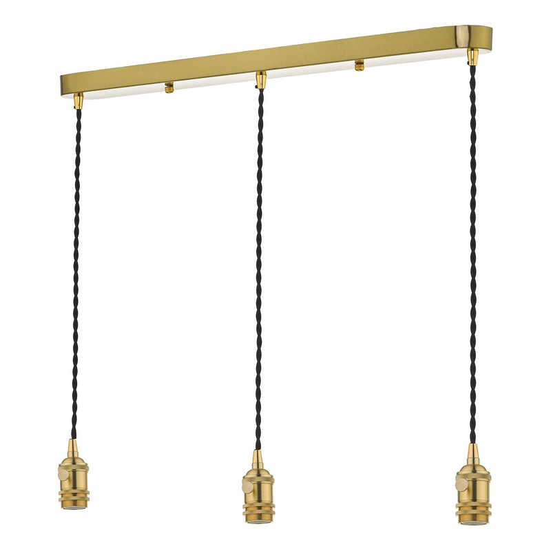Load image into Gallery viewer, Dar Lighting SPB3640 Accessory 3 Light Bar Suspension Brass With Black Cable - 35417
