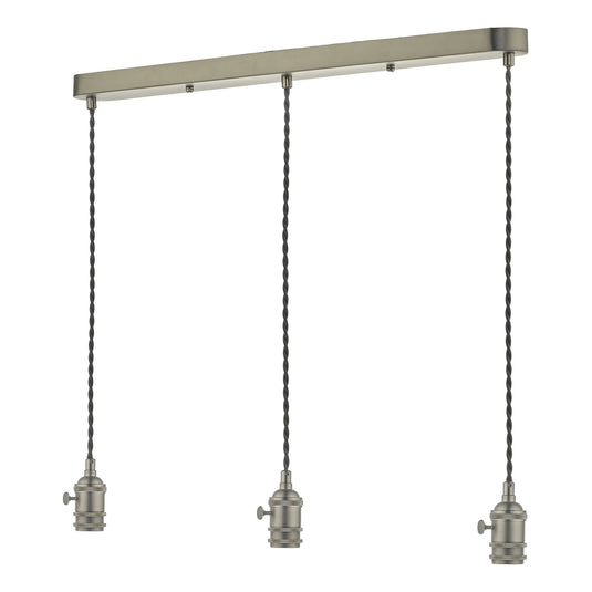Dar Lighting SPB3661 Accessory 3 Light Bar Suspension Antique Chrome With Grey Cable - 35418