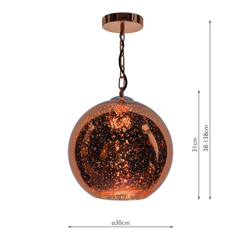 Load image into Gallery viewer, Dar Lighting SPE0164 Speckle 1 Light Electro Plated Pendant Copper Finish - 23059
