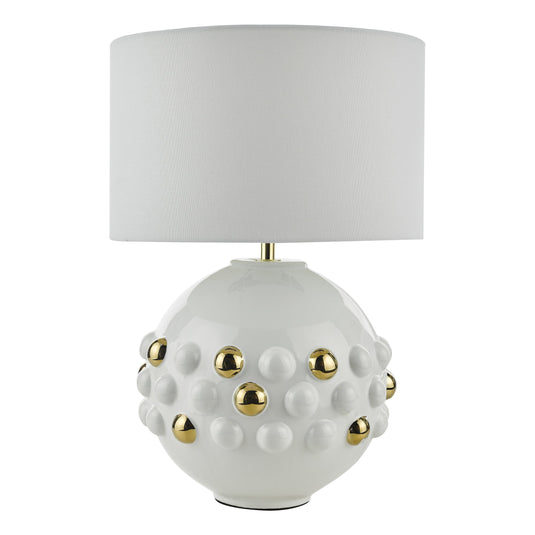Dar Lighting SPH422 Sphere 1 Light Table Lamp Gloss Glazed White With Shade - 37024