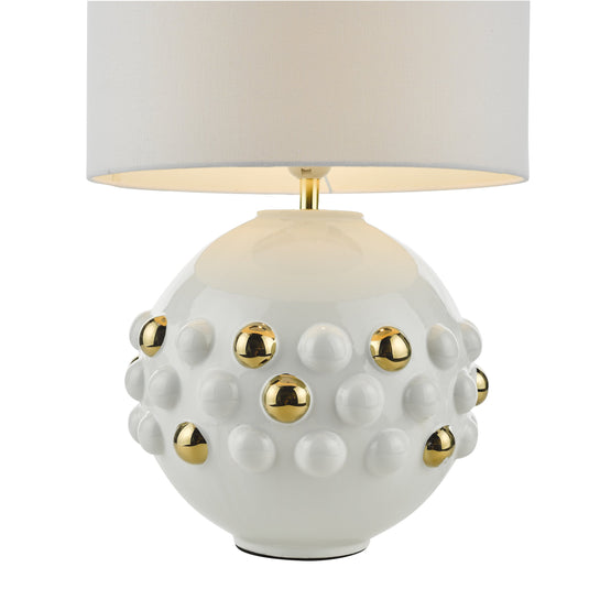 Dar Lighting SPH422 Sphere 1 Light Table Lamp Gloss Glazed White With Shade - 37024