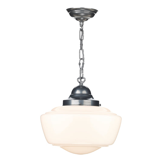 David Hunt Lighting STO0112 STOWE 1 light pendant in Satin chrome with Opal glass