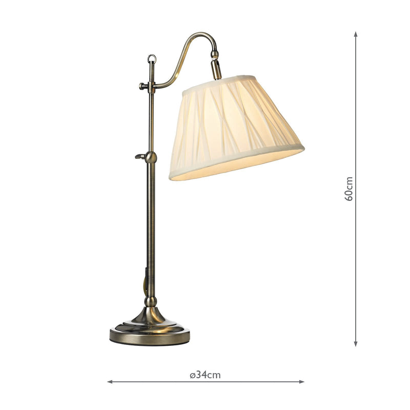 Load image into Gallery viewer, Dar Lighting SUF4075-X Suffolk Table Lamp Rise &amp; Fall Antique Brass complete with Shade SUF1033 - 15885
