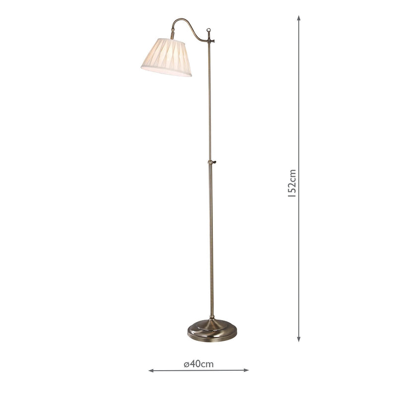 Load image into Gallery viewer, Dar Lighting SUF4975-X Suffolk Floor Lamp Rise &amp; Fall Antique Brass Ca Shade SUF1433 - 15886
