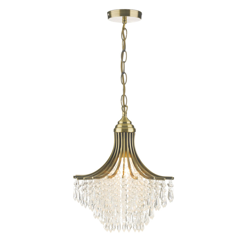 Load image into Gallery viewer, Dar Lighting SUR0108 Suri 1 Light Pendant Antique Brass Faceted Glass - 14537
