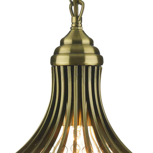Dar Lighting SUR0108 Suri 1 Light Pendant Antique Brass Faceted Glass - 14537
