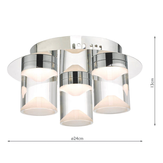 Dar Lighting SUS5350 Susa 3lt Flush Polished Chrome & Acrylic LED Bathroom IP44 - 26517