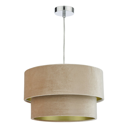 Dar Lighting SUV8601 Suvan Easy Fit Tired Velvet Shade Taupe With Gold Lining - 37188