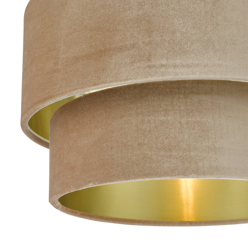 Load image into Gallery viewer, Dar Lighting SUV8601 Suvan Easy Fit Tired Velvet Shade Taupe With Gold Lining - 37188

