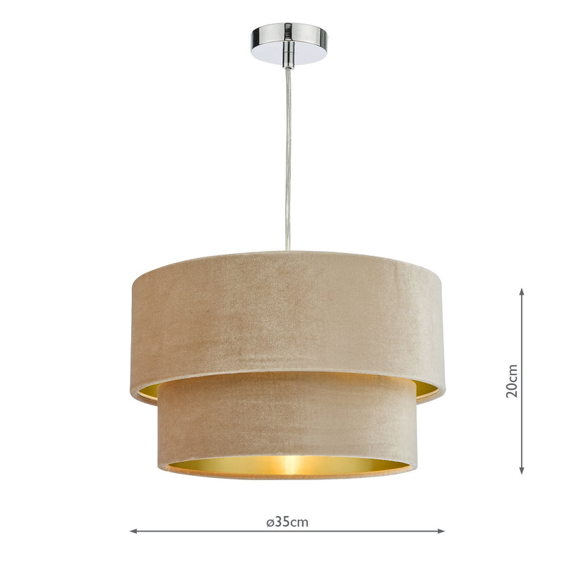 Load image into Gallery viewer, Dar Lighting SUV8601 Suvan Easy Fit Tired Velvet Shade Taupe With Gold Lining - 37188
