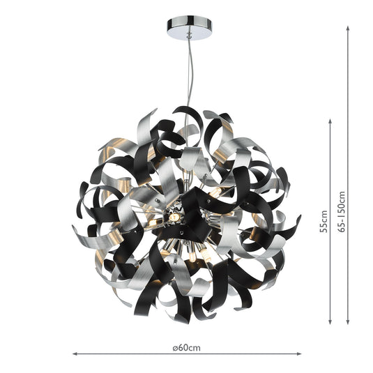 Dar Lighting SWA1350-SP SWASH 9 Light Polished Chrome Suspension Only - 37025