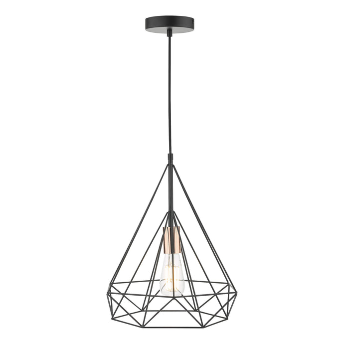 Dar Lighting SWO0122 Sword 1 Light Single Pendant Black and Copper - 35425