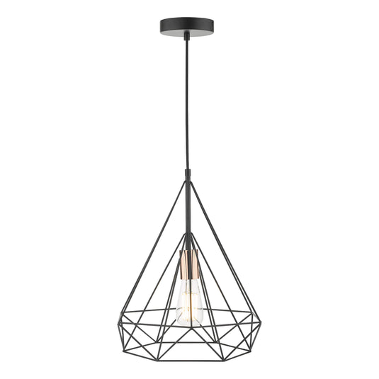Dar Lighting SWO0122 Sword 1 Light Single Pendant Black and Copper - 35425