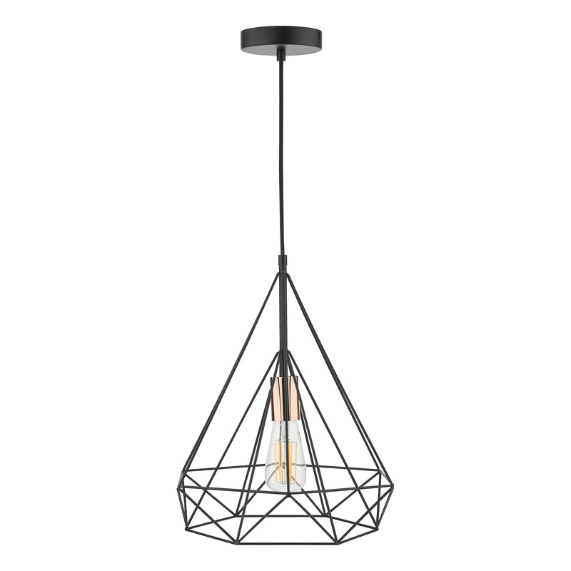 Load image into Gallery viewer, Dar Lighting SWO0122 Sword 1 Light Single Pendant Black and Copper - 35425
