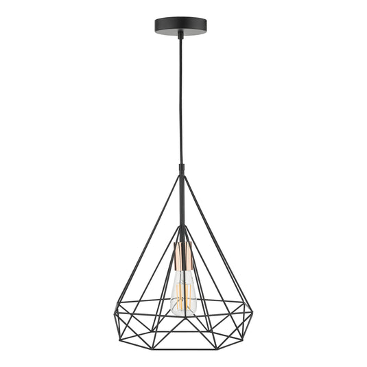 Dar Lighting SWO0122 Sword 1 Light Single Pendant Black and Copper - 35425