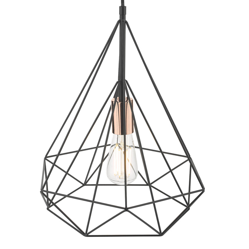 Load image into Gallery viewer, Dar Lighting SWO0122 Sword 1 Light Single Pendant Black and Copper - 35425
