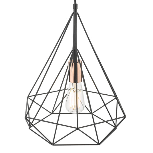 Dar Lighting SWO0122 Sword 1 Light Single Pendant Black and Copper - 35425