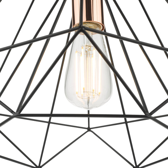 Dar Lighting SWO0122 Sword 1 Light Single Pendant Black and Copper - 35425