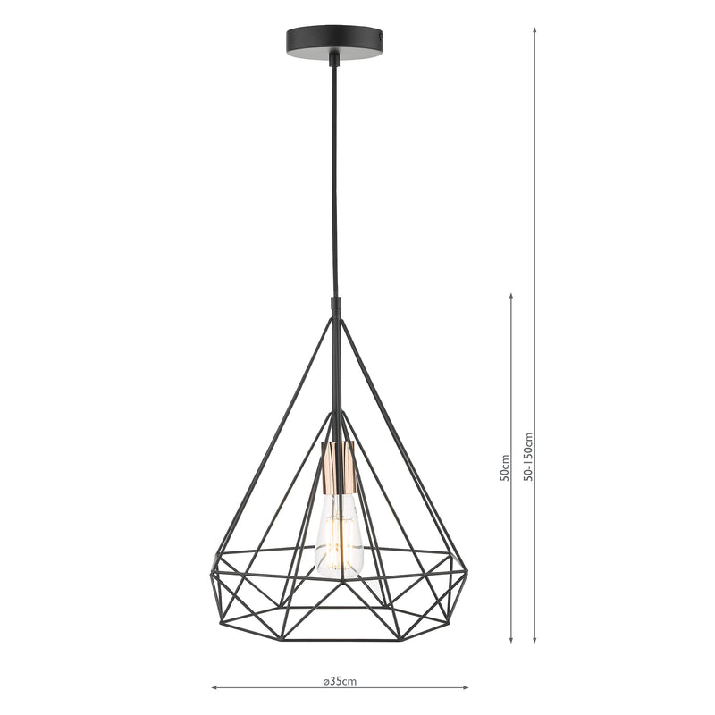 Load image into Gallery viewer, Dar Lighting SWO0122 Sword 1 Light Single Pendant Black and Copper - 35425
