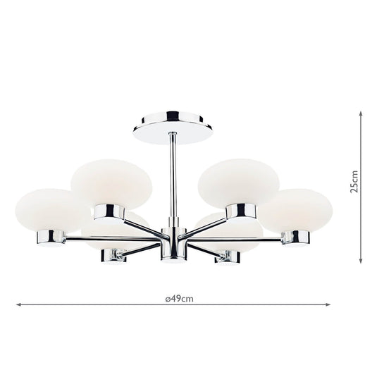 Dar Lighting SYS0650 System 6 Light Semi Flush Polished Chrome - 26404