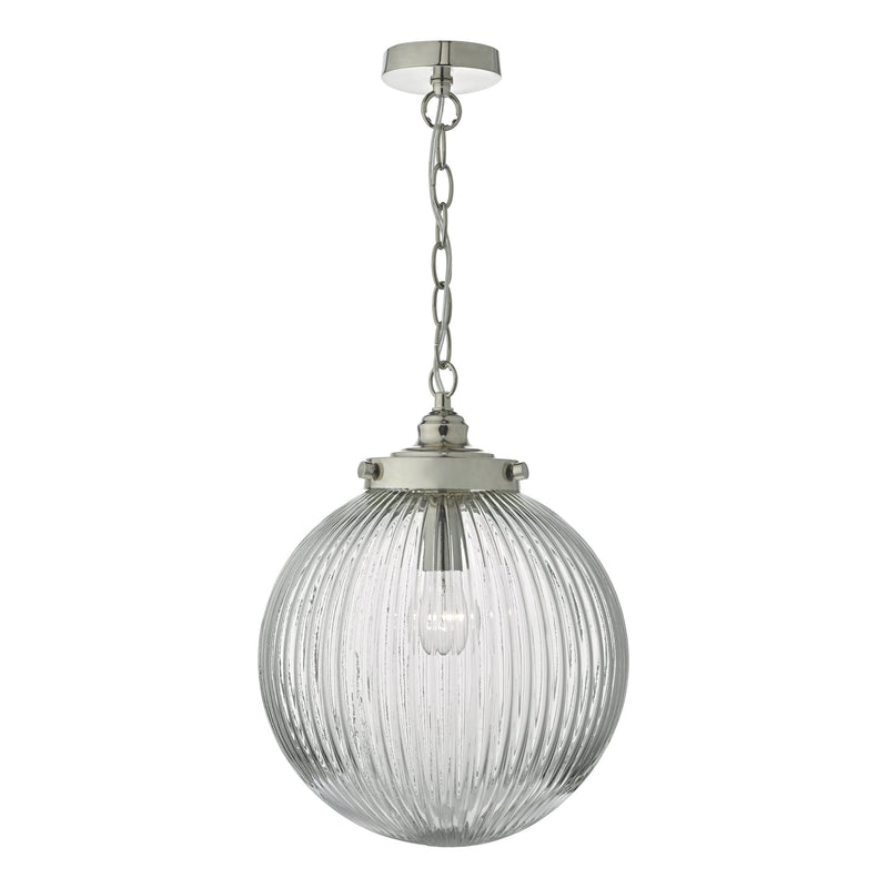 Load image into Gallery viewer, Dar Lighting TAM0138 Tamara 1lt Pendant Satin Nickel &amp; Ribbed Glass - 22634

