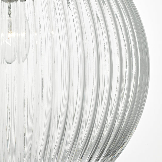 Dar Lighting TAM0138 Tamara 1lt Pendant Satin Nickel & Ribbed Glass - 22634