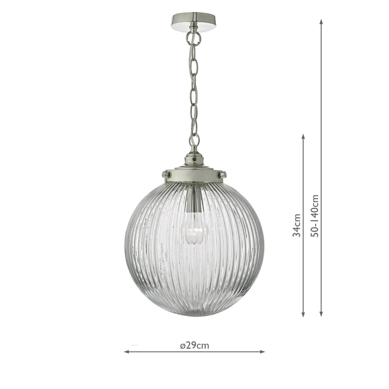 Load image into Gallery viewer, Dar Lighting TAM0138 Tamara 1lt Pendant Satin Nickel &amp; Ribbed Glass - 22634
