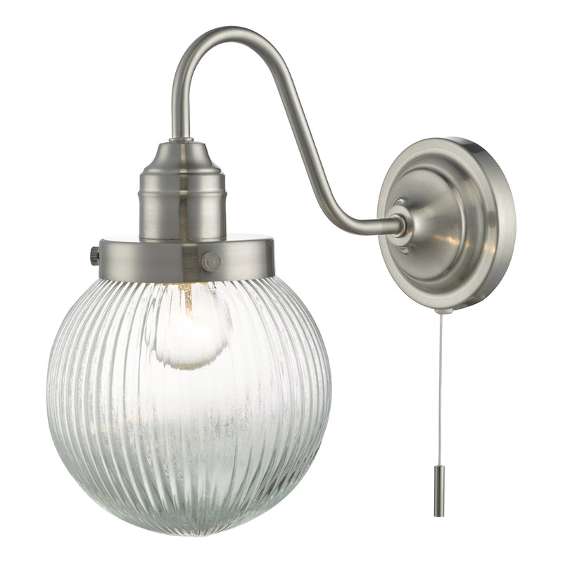 Load image into Gallery viewer, Dar Lighting TAM0738 Tamara Wall Light Satin Nickel &amp; Ribbed Glass - 35438
